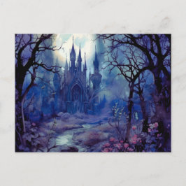 Gothic Castle Full Moon i Forest Halloween Helg Vykort