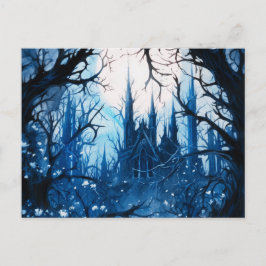 Gothic Castle Full Moon i Forest Halloween Helg Vykort