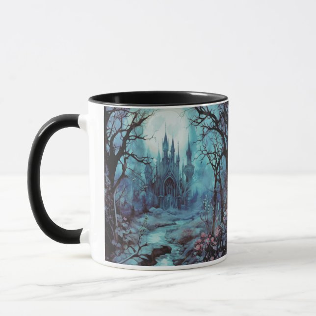 Gothic Castle och Forest Fantasy Halloween Mugg (Vänster)