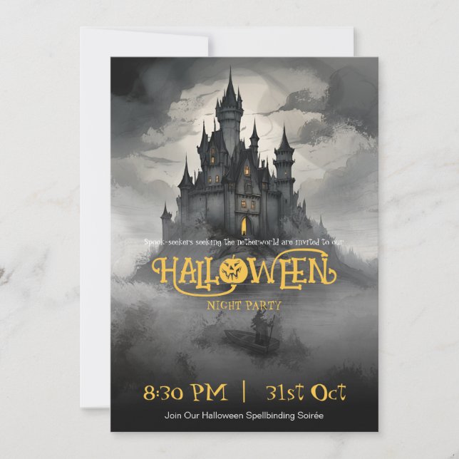 Gothic Castle Vintage Spooky Halloween fest Inbjudningar (Framsida)