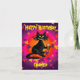 Gothic Cat Birthday Card-Personlig Kort
