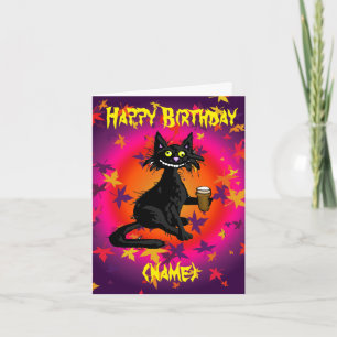 Gothic Cat Birthday Card-Personlig Kort
