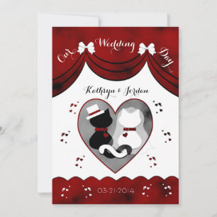 Gothic Cat Bride & Groom bröllopsinbjudningar Inbjudningar