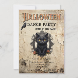 Gothic Cat i Spegel Halloween Dance Party Inbjudningar