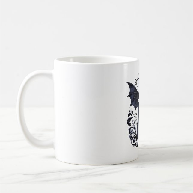 Gothic Cat med Fladdermus Vingar Kaffemugg (Vänster)