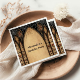 Gothic Cathedral Midnight Birthday Pappersservett