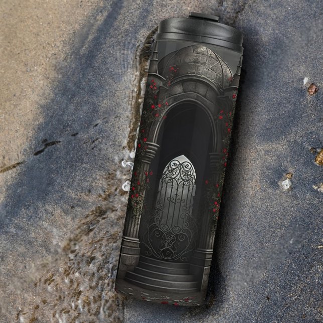 Gothic Cemetery Gazebo med Röd ros i natt (Skapare uppladdad)