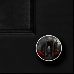 Gothic Cemetery Gazebo med Röd ros i natt Knopp