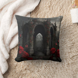 Gothic Cemetery Gazebo med Röd ros i natt Kudde