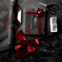 Gothic Cemetery Gazebo med Röd ros i natt