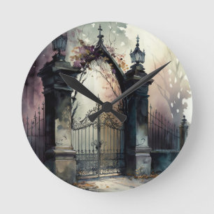 Gothic Cemetery Grind-seriens design 12 Rund Klocka