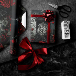 Gothic Cemetery Ro Garden med rött och svart Presentpapper