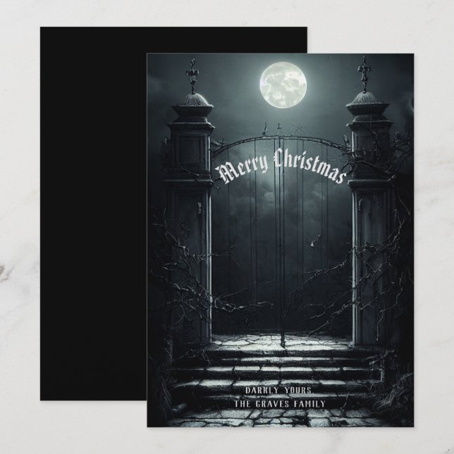 Gothic Cemetery Scene God jul Julkort (Fram/baksida)