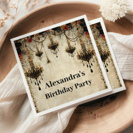 Gothic Chandelier Roses Birthday Pappersservett