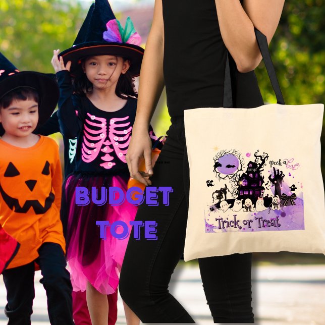 Gothic Chic Boo-tiful Lila Halloween Budget Tygkasse (Gothic Chic Boo-tiful Purple Halloween Budget Tote Bag)