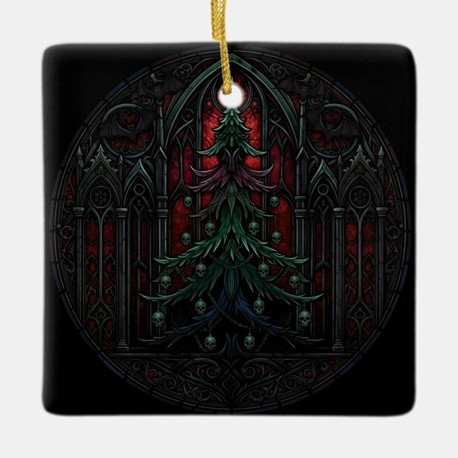 Gothic Christmas Tree Skulls  Julgransprydnad Keramik (Framsida)