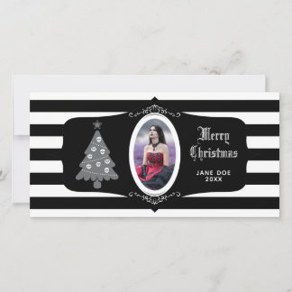 Gothic Christmas Tree With Cameo Photo Card Julkort
