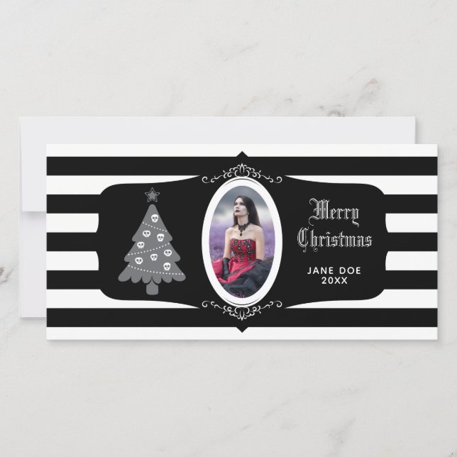 Gothic Christmas Tree With Cameo Photo Card Julkort (Framsida)