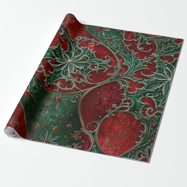 Gothic Christmas Wrapping Paper Presentpapper (Utrullad)