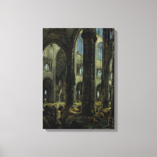 Gothic Church Ruins (av Carl Blechen) Canvastryck (Framsida)