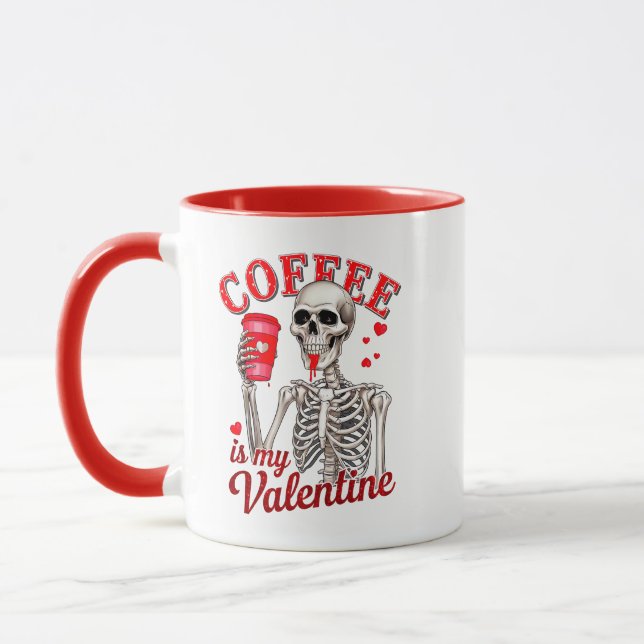 Gothic Coffee är min älskling skelett som dricker  Mugg (Vänster)