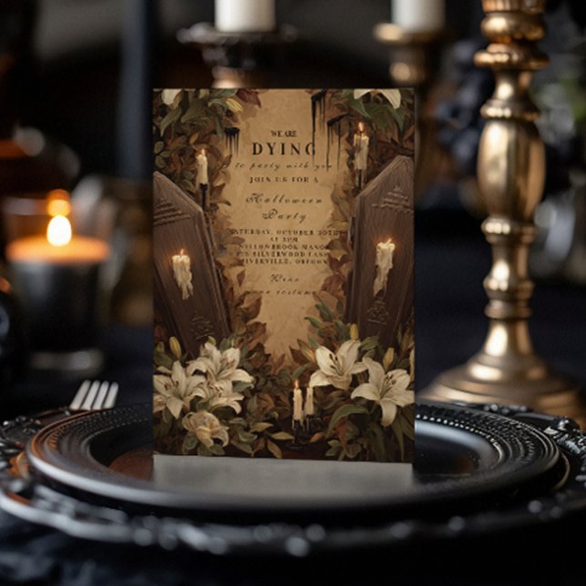 Gothic Coffin Candlelight Halloween Soirée Inbjudningar (Skapare uppladdad)