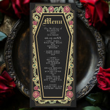 Gothic Coffin Ro Black Bröllop Menu