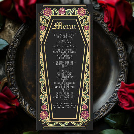 Gothic Coffin Ro Black Bröllop Menu Meny