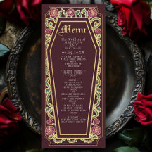 Gothic Coffin Ro Red Bröllop Menu