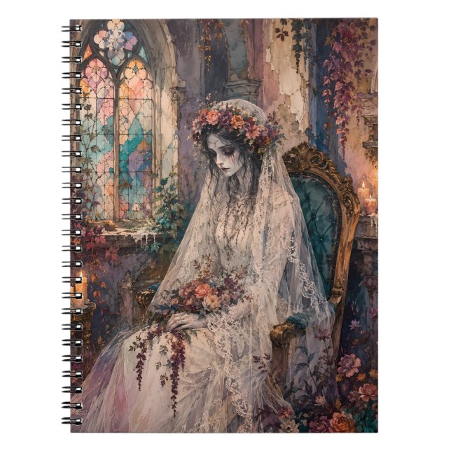 Gothic Corpse Bride Glasmosaik Whimsigoth Konst Anteckningsbok (Framsidan)