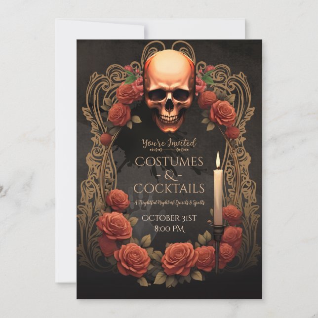 Gothic Costumes & Cocktails Halloween fest Card Inbjudningar (Framsida)