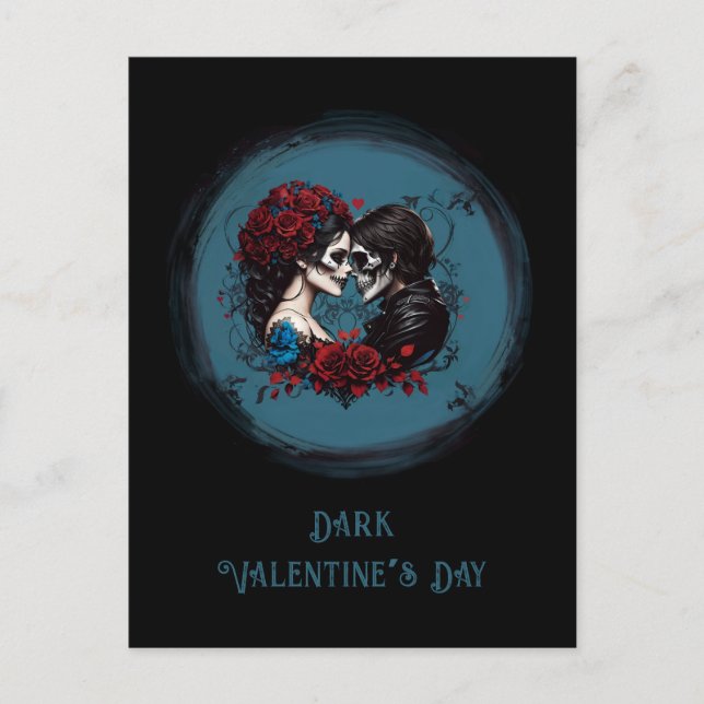 Gothic Couple Älskare Valentine Day Helgdag Vykort (Framsida)