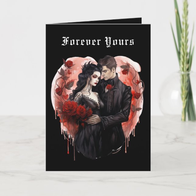 Gothic Couple Black Heart-Valentineser Helgkort (Framsida)