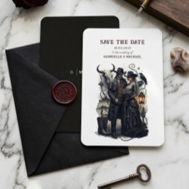 Gothic Couple Dark Western Save The Date Spara Datumet