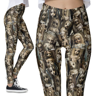 Gothic Creepy Haunted Doll Halloween Costume Leggings