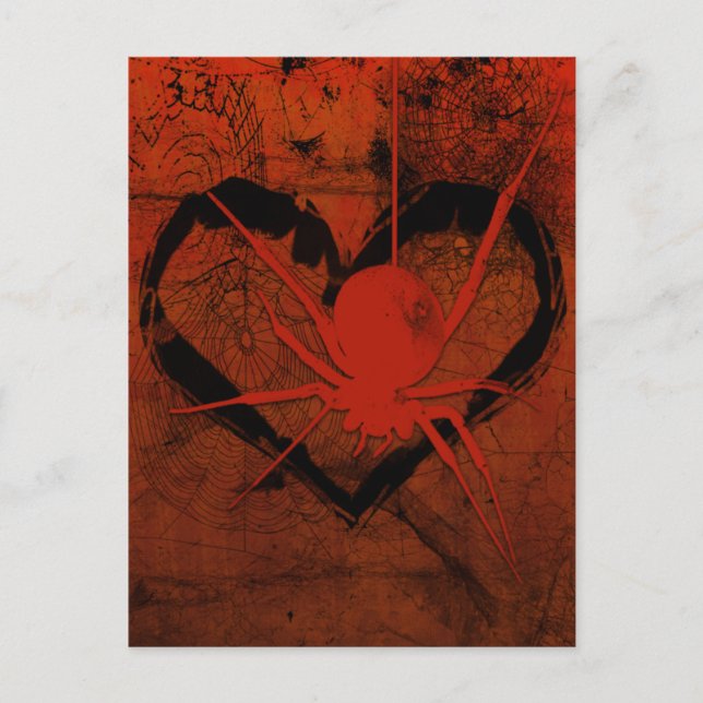 Gothic Creepy SpiderHeart Ögon vykort (Framsida)