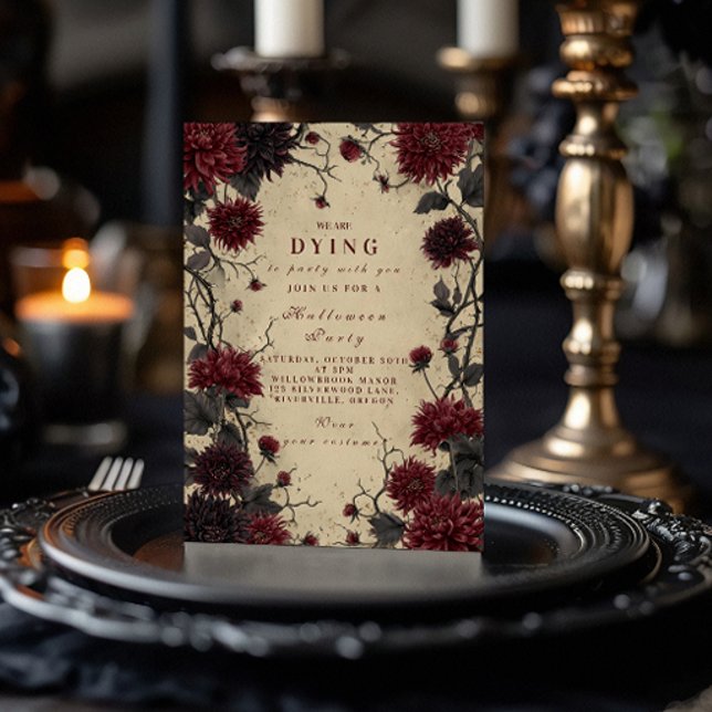 Gothic Crimson Dahlia Halloween Firande Inbjudningar (Skapare uppladdad)