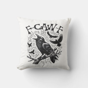 Gothic Crow F-Caw-F Humor Rolig Viktig Retro Cl Kudde