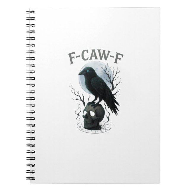 Gothic Crow F Caw F Raven Skull Halloween Graphic  Anteckningsbok (Framsidan)