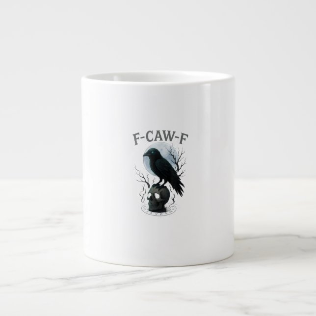 Gothic Crow F Caw F Raven Skull Halloween Graphic  Jumbo Mugg (Framsidan)