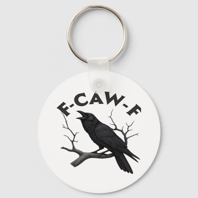Gothic Crow Funny F-Caw-F Humor Essential Creative Nyckelring (Framsida)