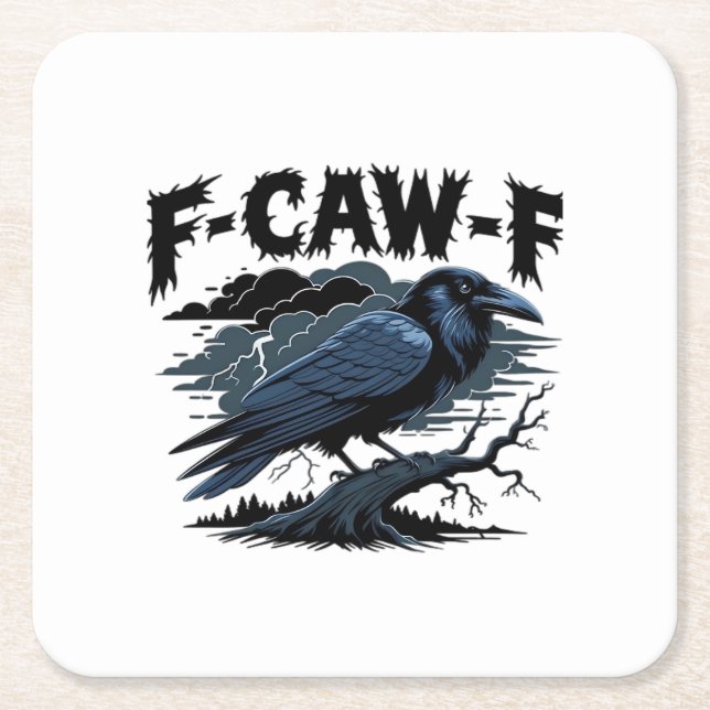 Gothic Crow Funny Humor F-Caw-F Essential Minimal  Underlägg Papper Kvadrat (Framsidan)
