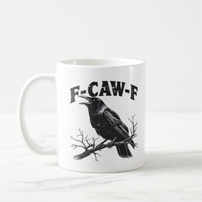 Gothic Crow Humor F-Caw-F Funny Essential Kaffemugg (Vänster)
