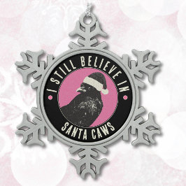 Gothic Crow Santa Caws Pink and Black Holiday Snöflinga Pewter Julgransprydnad