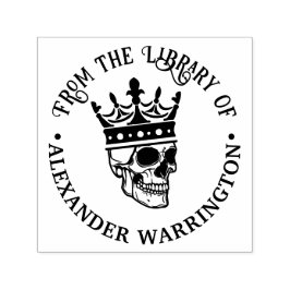 Gothic Crowned Skull #3 Rund Bibliotek Bok Namn Självfärgande Stämpel