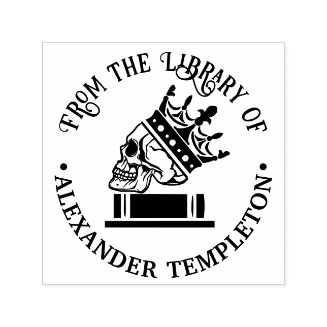 Gothic Crowned Skull på Bok Bibliotek Namn Självfärgande Stämpel (Design)