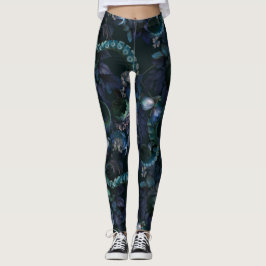 Gothic Cthulhu Turcos Tentacle med blommor Leggings