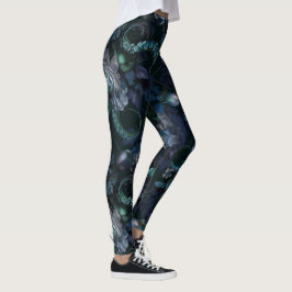 Gothic Cthulhu Turcos Tentacle med blommor Leggings
