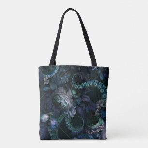 Gothic Cthulhu Turkos Tentakel Med Blommor Tygkasse