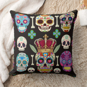 Gothic Cushion - Döskallar och boner Kudde
